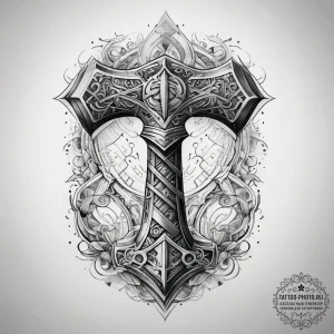 Tattoo sketch norse mjolnir hammer, tattoo sk... - эскиз тату (№1757590303_0, 11.09.2025 11:31) — tattoo-photo.ru