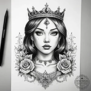 Tattoo sketch princess tattoo - эскиз тату (№1757591275_0, 11.09.2025 11:47) — tattoo-photo.ru