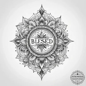 Tattoo sketch blessed lettering, tattoo sketc... - эскиз тату (№1757596307_0, 11.09.2025 13:11) — tattoo-photo.ru