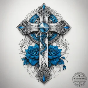 Tattoo sketch blue, ink illustration for tatt... - эскиз тату (№1757597467_0, 11.09.2025 13:31) — tattoo-photo.ru
