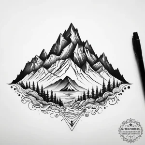 Tattoo sketch mountain, tattoo drawing outlin... - эскиз тату (№1757600184_0, 11.09.2025 14:16) — tattoo-photo.ru