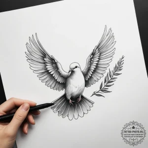 Tattoo sketch puns a dove that says "i'm a do... - эскиз тату (№1757600378_0, 11.09.2025 14:19) — tattoo-photo.ru