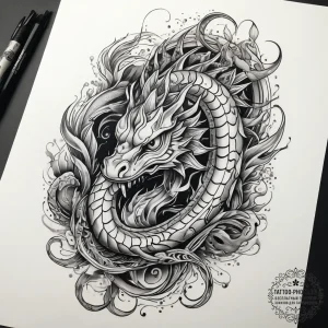 Tattoo sketch fireworm, tattoo drawing outlin... - эскиз тату (№1757600957_0, 11.09.2025 14:29) — tattoo-photo.ru