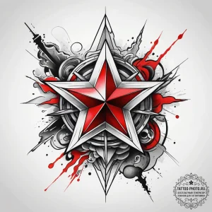 Tattoo sketch star with a tank, ink illustrat... - эскиз тату (№1757602706_0, 11.09.2025 14:58) — tattoo-photo.ru