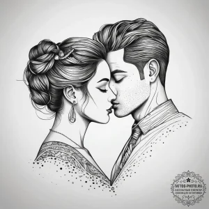 Tattoo sketch single line of a couple's silho... - эскиз тату (№1757605615_0, 11.09.2025 15:46) — tattoo-photo.ru
