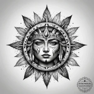Tattoo sketch native american sun symbol, tat... - эскиз тату (№1757606387_0, 11.09.2025 15:59) — tattoo-photo.ru