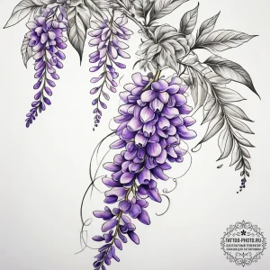 Tattoo sketch wisteria vine, ink illustration... - эскиз тату (№1757606773_0, 11.09.2025 16:06) — tattoo-photo.ru