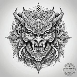 Tattoo sketch slavic wooden carving style, ar... - эскиз тату (№1757607162_0, 11.09.2025 16:12) — tattoo-photo.ru