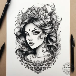 Tattoo sketch siren tattoo, ink illustration... - эскиз тату (№1757608706_0, 11.09.2025 16:38) — tattoo-photo.ru
