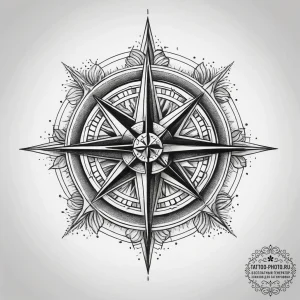 Tattoo sketch compass rose north, tattoo flas... - эскиз тату (№1757609477_0, 11.09.2025 16:51) — tattoo-photo.ru