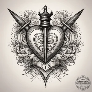 Tattoo sketch узор в виде сердца с кинжалом,... - эскиз тату (№1757611211_0, 11.09.2025 17:20) — tattoo-photo.ru