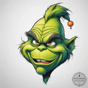 Tattoo sketch the grinch with a skin, tattoo... - эскиз тату (№1757611596_0, 11.09.2025 17:26) — tattoo-photo.ru