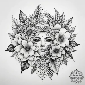Tattoo sketch flower crown tattoo, tattoo ske... - эскиз тату (№1757611789_0, 11.09.2025 17:29) — tattoo-photo.ru