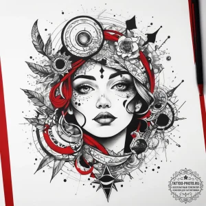 Tattoo sketch cosmic narrative, tattoo drawin... - эскиз тату (№1757613528_0, 11.09.2025 17:58) — tattoo-photo.ru