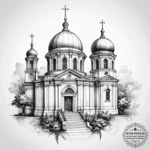 Tattoo sketch church domes - эскиз тату (№1757613913_0, 11.09.2025 18:05) — tattoo-photo.ru