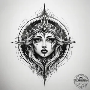 Tattoo sketch cosmic fount, concept art for t... - эскиз тату (№1757615451_0, 11.09.2025 18:30) — tattoo-photo.ru
