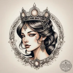 Tattoo sketch tiara with a moon, ink illustra... - эскиз тату (№1757620660_0, 11.09.2025 19:57) — tattoo-photo.ru