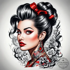 Tattoo sketch rockabilly pompadour hairstyle,... - эскиз тату (№1757622390_0, 11.09.2025 20:26) — tattoo-photo.ru