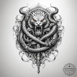 Tattoo sketch was sceptre with a snake - эскиз тату (№1757623357_0, 11.09.2025 20:42) — tattoo-photo.ru