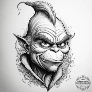 Tattoo sketch the grinch with a claw, ink ill... - эскиз тату (№1757624132_0, 11.09.2025 20:55) — tattoo-photo.ru