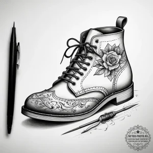 Tattoo sketch cobbler shoe and needle, tattoo... - эскиз тату (№1757626665_0, 11.09.2025 21:37) — tattoo-photo.ru