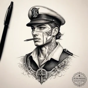 Tattoo sketch soldier with a pen, tattoo sket... - эскиз тату (№1757627248_0, 11.09.2025 21:47) — tattoo-photo.ru