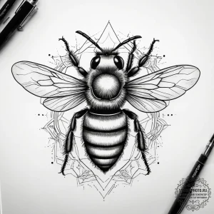 Tattoo sketch digger bee, tattoo flash sheet... - эскиз тату (№1757627444_0, 11.09.2025 21:50) — tattoo-photo.ru