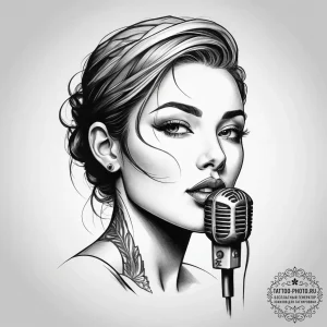 Tattoo sketch journalist a person with a micr... - эскиз тату (№1757629001_0, 11.09.2025 22:16) — tattoo-photo.ru