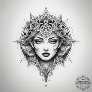 Tattoo sketch cosmic presence, ink illustrati... - эскиз тату (№1757630555_0, 11.09.2025 22:42) — tattoo-photo.ru