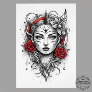 Tattoo sketch cosmic spring, tattoo sketch de... - эскиз тату (№1757631727_0, 11.09.2025 23:02) — tattoo-photo.ru