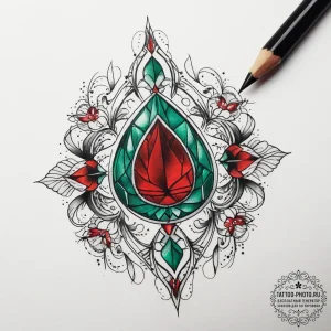 Tattoo sketch emerald, tattoo flash sheet des... - эскиз тату (№1757632310_0, 11.09.2025 23:11) — tattoo-photo.ru