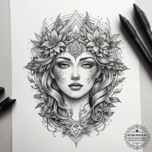 Tattoo sketch dryad awakening, tattoo drawing... - эскиз тату (№1757632895_0, 11.09.2025 23:21) — tattoo-photo.ru