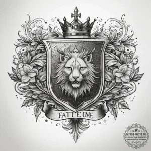 Tattoo sketch a family crest, ink illustratio... - эскиз тату (№1757633283_0, 11.09.2025 23:28) — tattoo-photo.ru