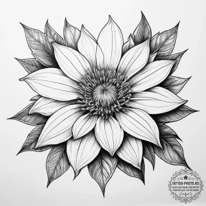 Tattoo sketch flannel flower, ink illustratio... - эскиз тату (№1757634258_0, 11.09.2025 23:44) — tattoo-photo.ru