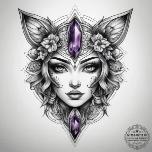 Tattoo sketch amethyst, concept art for tatto... - эскиз тату (№1757637173_0, 12.09.2025 00:32) — tattoo-photo.ru