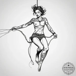 Tattoo sketch bungee jumping a person with a... - эскиз тату (№1757637560_0, 12.09.2025 00:39) — tattoo-photo.ru
