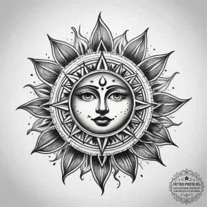 Tattoo sketch sun tattoo - эскиз тату (№1757638529_0, 12.09.2025 00:55) — tattoo-photo.ru