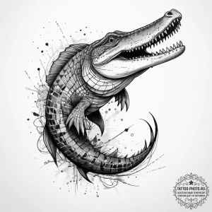 Tattoo sketch alligator gar, ink illustration... - эскиз тату (№1757639306_0, 12.09.2025 01:08) — tattoo-photo.ru