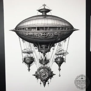 Tattoo sketch steampunk airship, artistic tat... - эскиз тату (№1757641065_0, 12.09.2025 01:37) — tattoo-photo.ru