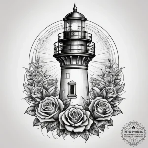 Tattoo sketch lighthouse, concept art for tat... - эскиз тату (№1757641648_0, 12.09.2025 01:47) — tattoo-photo.ru