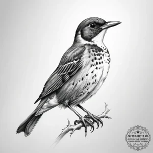 Tattoo sketch thrush - эскиз тату (№1757642619_0, 12.09.2025 02:03) — tattoo-photo.ru