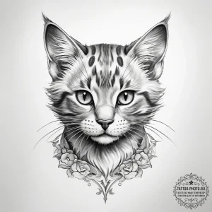 Tattoo sketch playful kitten tattoo - эскиз тату (№1757642813_0, 12.09.2025 02:06) — tattoo-photo.ru
