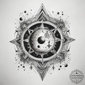 Tattoo sketch cosmic scene, concept art for t... - эскиз тату (№1757644175_0, 12.09.2025 02:29) — tattoo-photo.ru