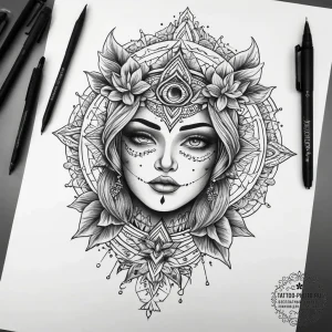 Tattoo sketch spiritual character, tattoo dra... - эскиз тату (№1757650018_0, 12.09.2025 04:06) — tattoo-photo.ru