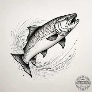 Tattoo sketch pacific salmon, ink illustratio... - эскиз тату (№1757650212_0, 12.09.2025 04:10) — tattoo-photo.ru