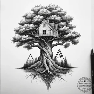Tattoo sketch othala rune with a house and an... - эскиз тату (№1757651181_0, 12.09.2025 04:26) — tattoo-photo.ru
