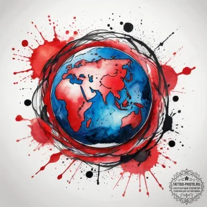 Tattoo sketch cosmic earth, concept art for t... - эскиз тату (№1757651958_0, 12.09.2025 04:39) — tattoo-photo.ru