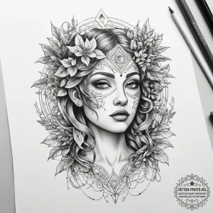 Tattoo sketch dryad tattoo, artistic tattoo s... - эскиз тату (№1757654499_0, 12.09.2025 05:21) — tattoo-photo.ru