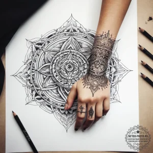Tattoo sketch hands with a amulet, tattoo fla... - эскиз тату (№1757655479_0, 12.09.2025 05:37) — tattoo-photo.ru