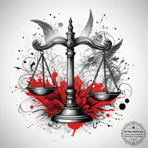 Tattoo sketch scales of justice, ink illustra... - эскиз тату (№1757656843_0, 12.09.2025 06:00) — tattoo-photo.ru
